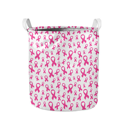 Little Breast Cancer Ribbon Print Collapsible Laundry Basket