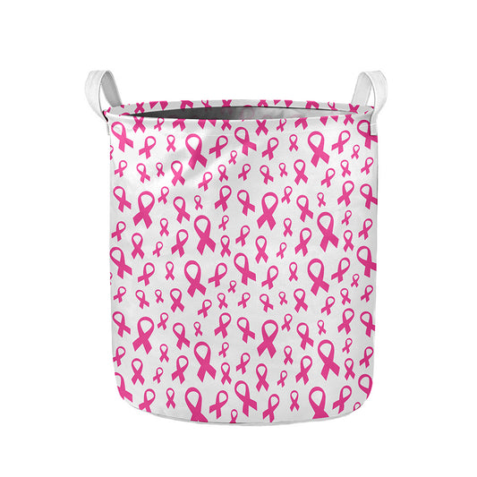 Little Breast Cancer Ribbon Print Collapsible Laundry Basket