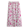 Little Breast Cancer Ribbon Print Cotton Front Slit Maxi Skirt