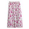 Little Breast Cancer Ribbon Print Cotton Front Slit Maxi Skirt