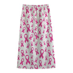 Little Breast Cancer Ribbon Print Cotton Front Slit Maxi Skirt