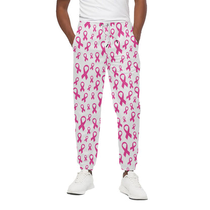 Little Breast Cancer Ribbon Print Cotton Pants