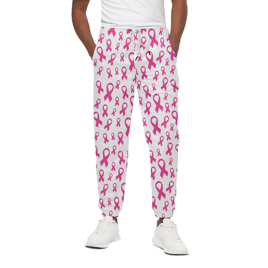 Little Breast Cancer Ribbon Print Cotton Pants