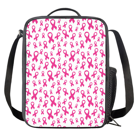 Little Breast Cancer Ribbon Print Crossbody Lunch Bag