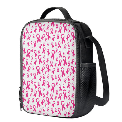 Little Breast Cancer Ribbon Print Crossbody Lunch Bag