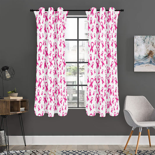 Little Breast Cancer Ribbon Print Curtain