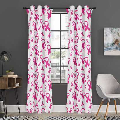 Little Breast Cancer Ribbon Print Curtain