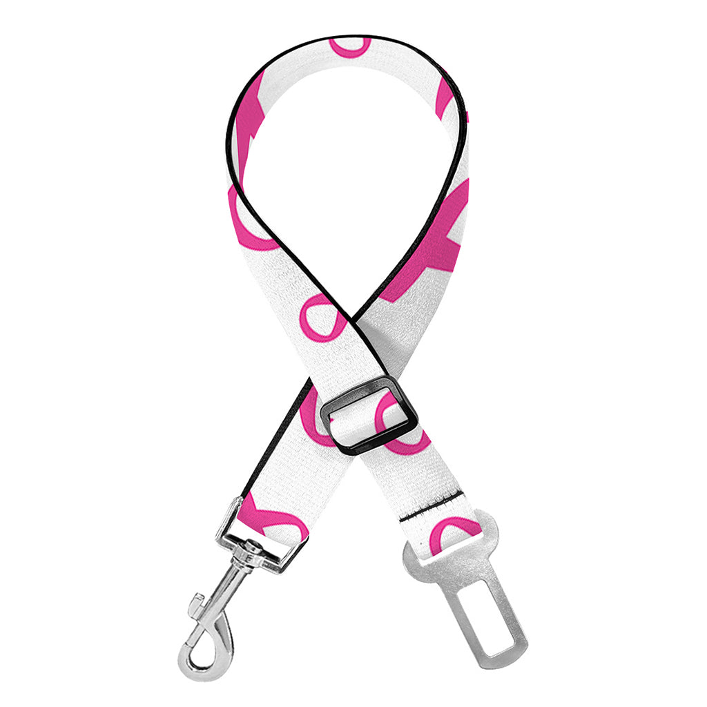 Little Breast Cancer Ribbon Print Dog Seat Belt