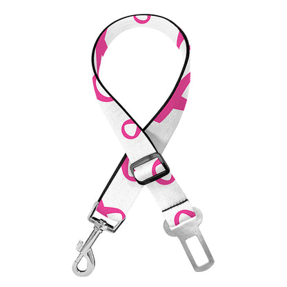 Little Breast Cancer Ribbon Print Dog Seat Belt