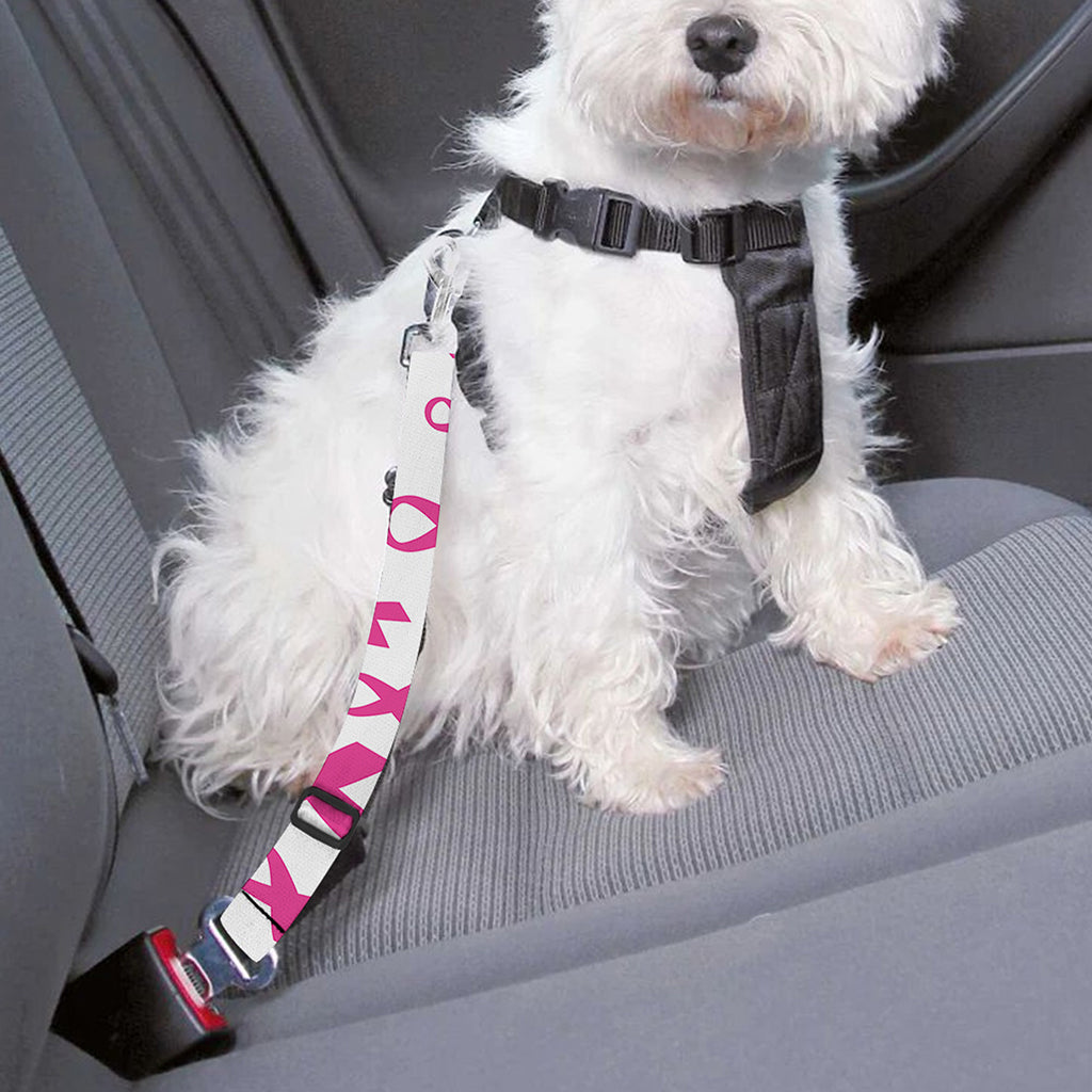 Little Breast Cancer Ribbon Print Dog Seat Belt