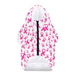 Little Breast Cancer Ribbon Print Dog Zip Up Hoodie