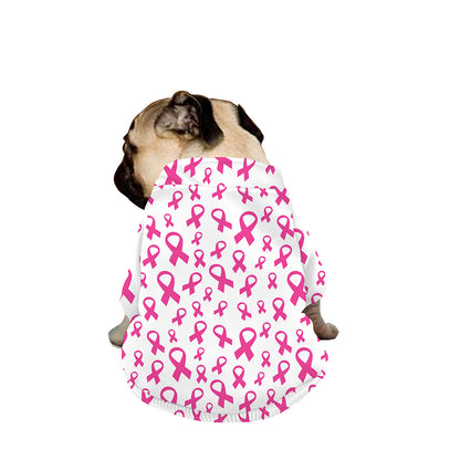 Little Breast Cancer Ribbon Print Dog Zip Up Jacket