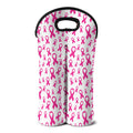 Little Breast Cancer Ribbon Print Double Neoprene Wine Tote
