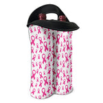 Little Breast Cancer Ribbon Print Double Neoprene Wine Tote