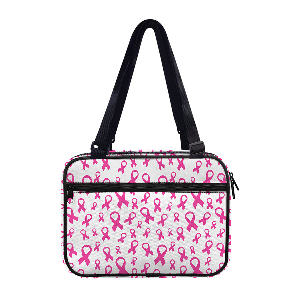 Little Breast Cancer Ribbon Print Double Strap Bible Bag
