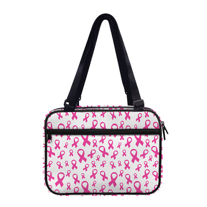 Little Breast Cancer Ribbon Print Double Strap Bible Bag
