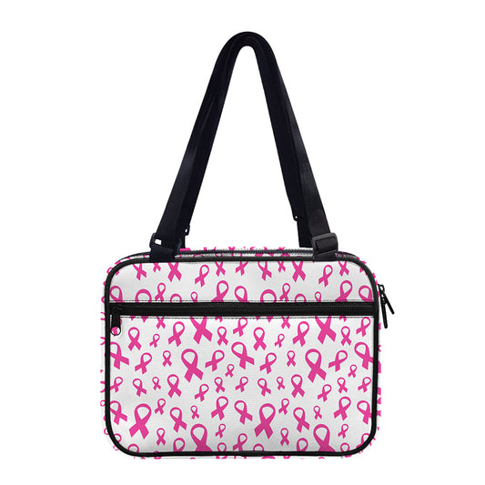 Little Breast Cancer Ribbon Print Double Strap Bible Bag