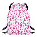 Little Breast Cancer Ribbon Print Drawstring Backpack