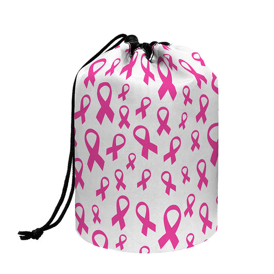 Little Breast Cancer Ribbon Print Drawstring Makeup Bag