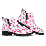 Little Breast Cancer Ribbon Print Flat Ankle Boots