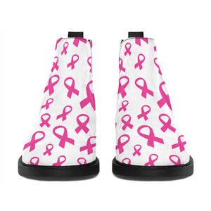 Little Breast Cancer Ribbon Print Flat Ankle Boots