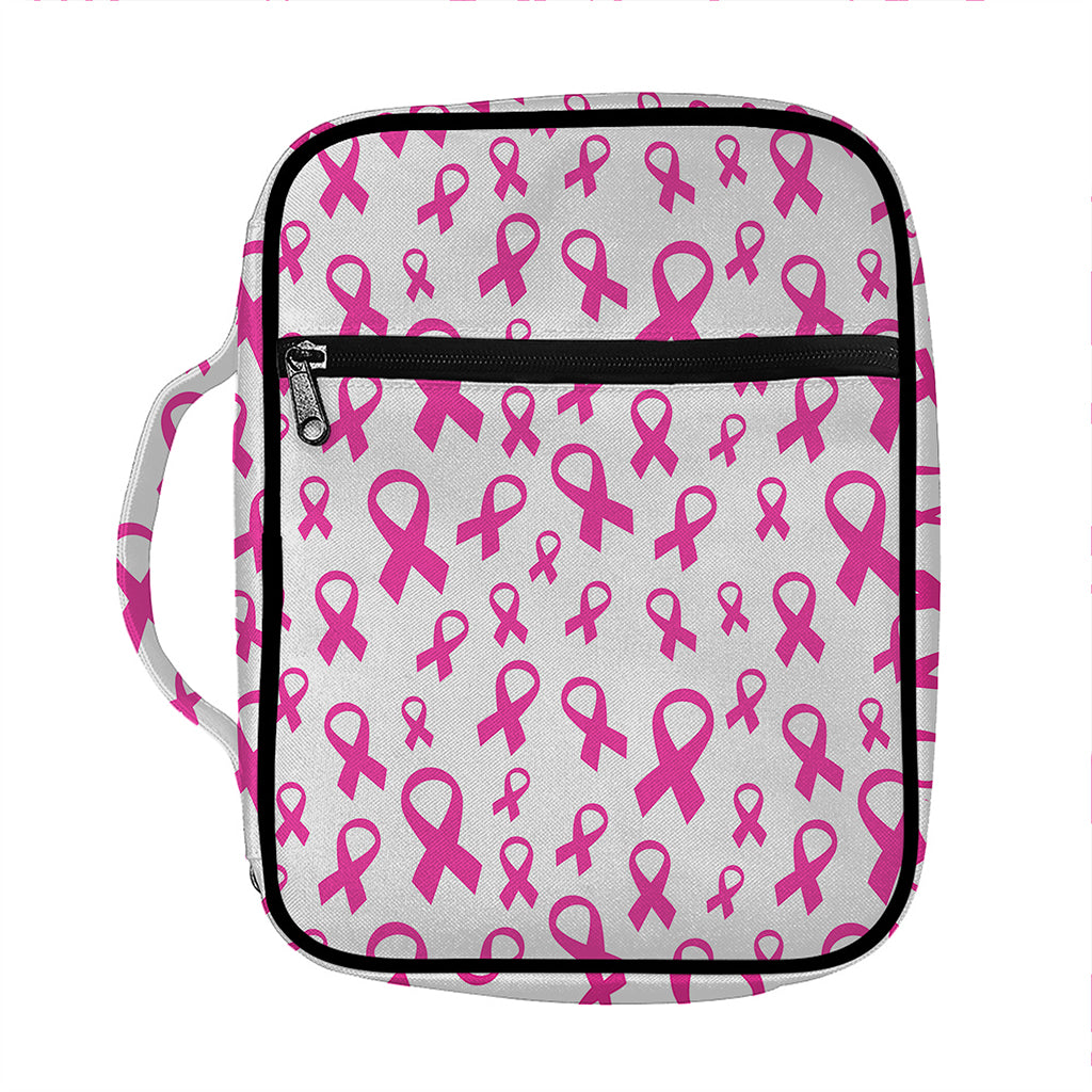 Little Breast Cancer Ribbon Print Front Pocket Bible Bag