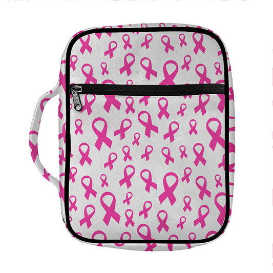 Little Breast Cancer Ribbon Print Front Pocket Bible Bag