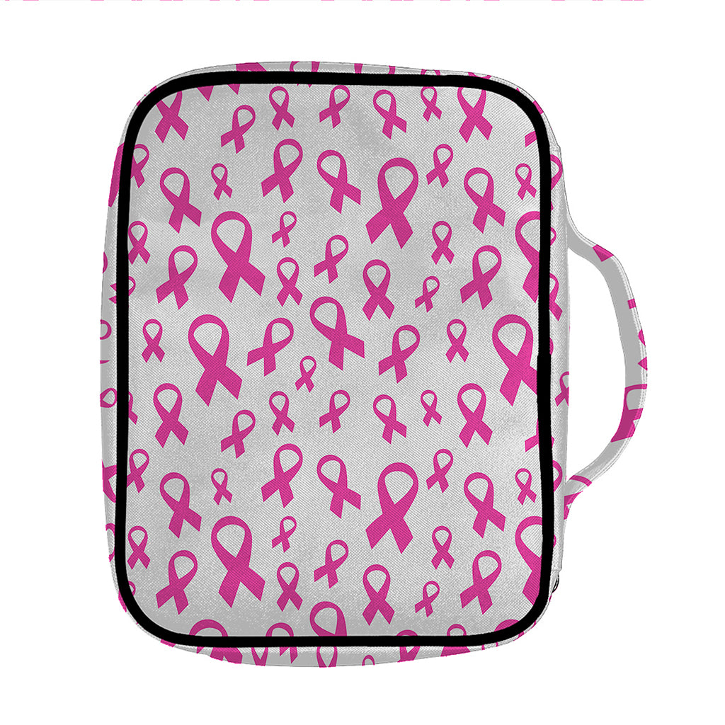 Little Breast Cancer Ribbon Print Front Pocket Bible Bag