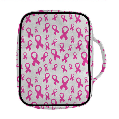 Little Breast Cancer Ribbon Print Front Pocket Bible Bag