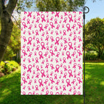 Little Breast Cancer Ribbon Print Garden Flag