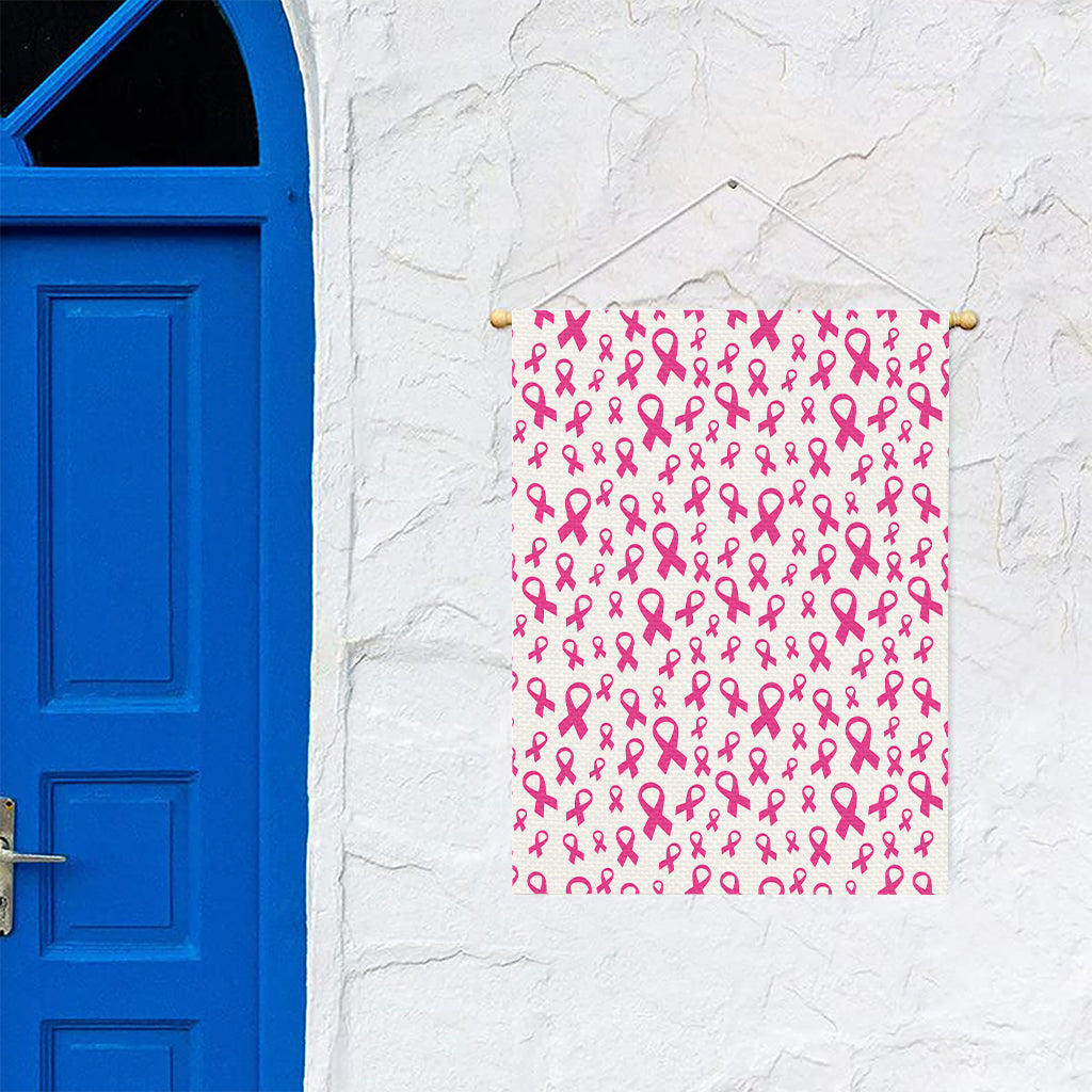 Little Breast Cancer Ribbon Print Garden Flag