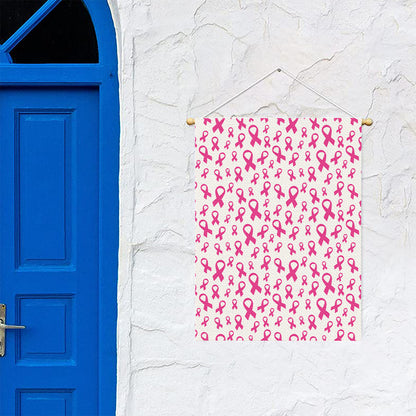 Little Breast Cancer Ribbon Print Garden Flag