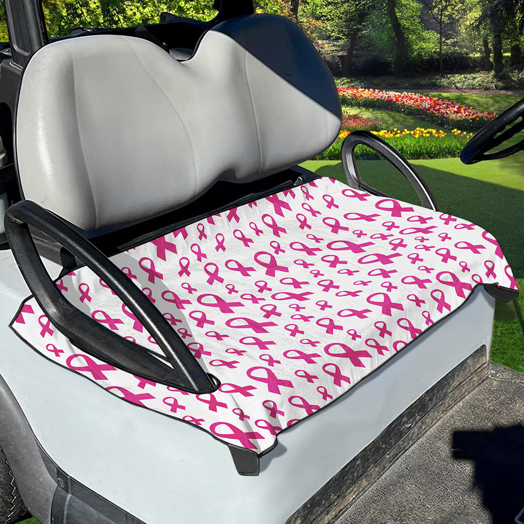 Little Breast Cancer Ribbon Print Golf Cart Seat Cover