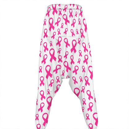 Little Breast Cancer Ribbon Print Hammer Pants