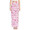 Little Breast Cancer Ribbon Print High Slit Maxi Skirt