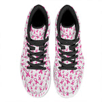 Little Breast Cancer Ribbon Print High Top Leather Sneakers