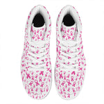 Little Breast Cancer Ribbon Print High Top Leather Sneakers