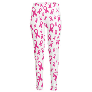 Little Breast Cancer Ribbon Print High-Waisted Pocket Leggings