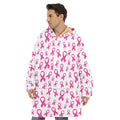 Little Breast Cancer Ribbon Print Hoodie Blanket