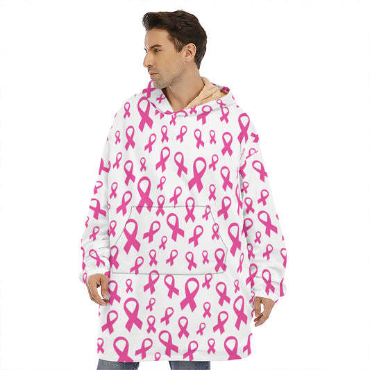 Little Breast Cancer Ribbon Print Hoodie Blanket