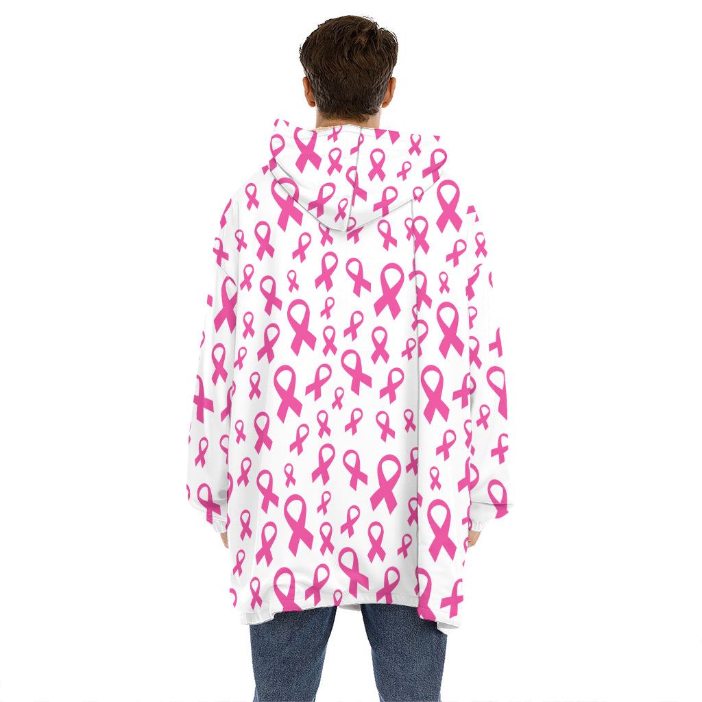 Little Breast Cancer Ribbon Print Hoodie Blanket