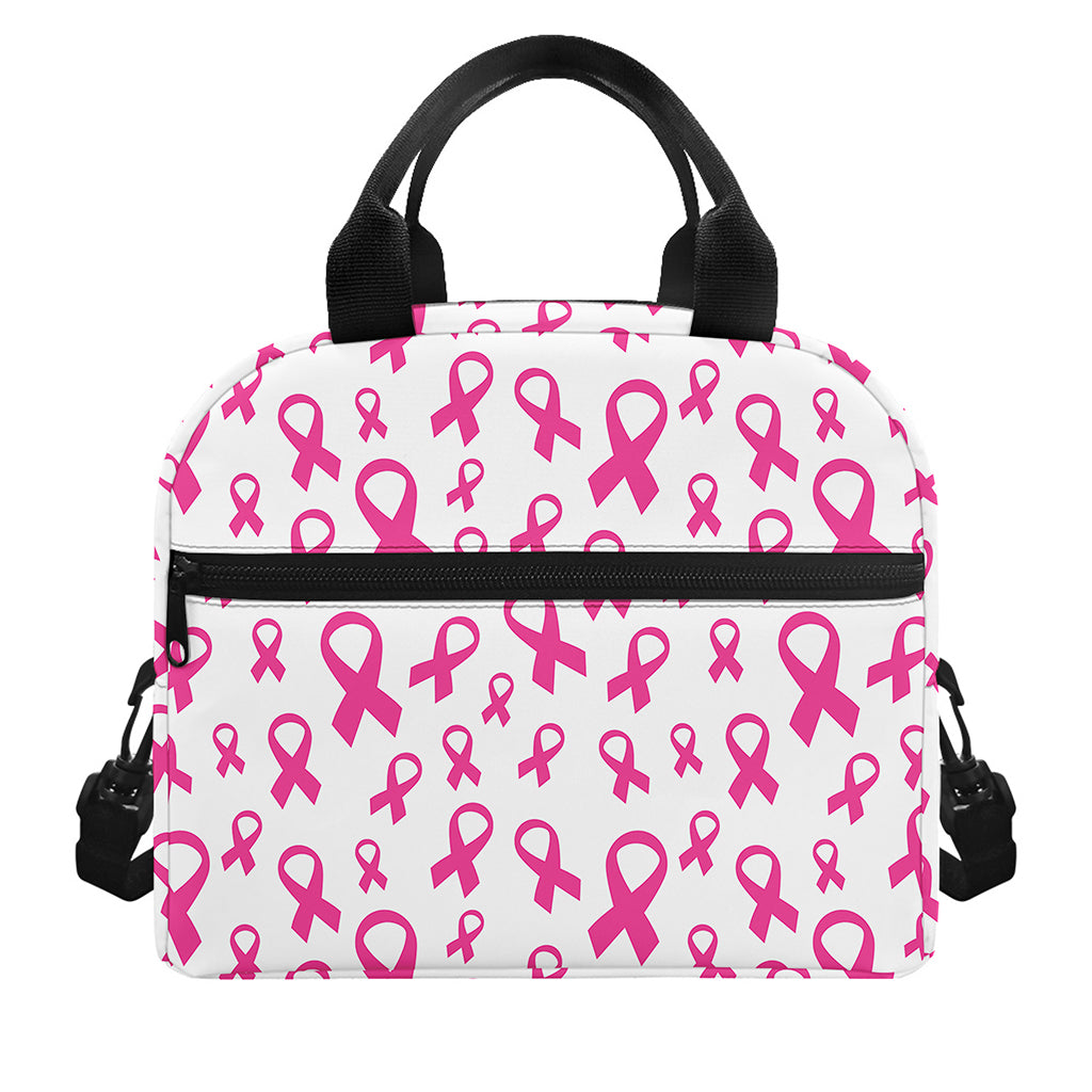 Little Breast Cancer Ribbon Print Insulated Lunch Bag