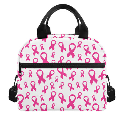 Little Breast Cancer Ribbon Print Insulated Lunch Bag