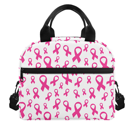 Little Breast Cancer Ribbon Print Insulated Lunch Bag
