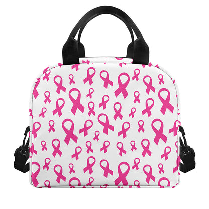 Little Breast Cancer Ribbon Print Insulated Lunch Bag