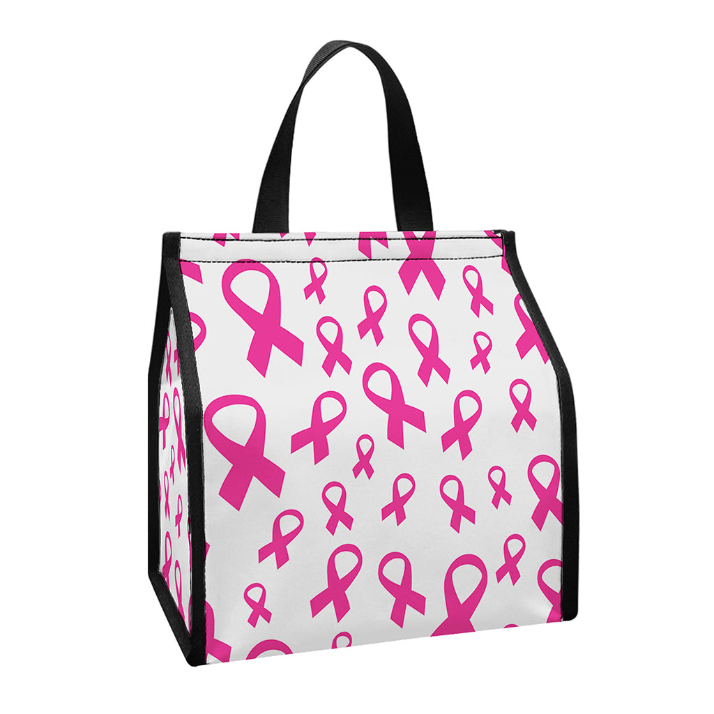 Little Breast Cancer Ribbon Print Insulated Lunch Tote