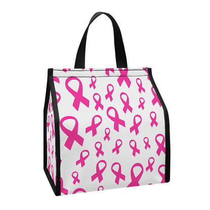 Little Breast Cancer Ribbon Print Insulated Lunch Tote