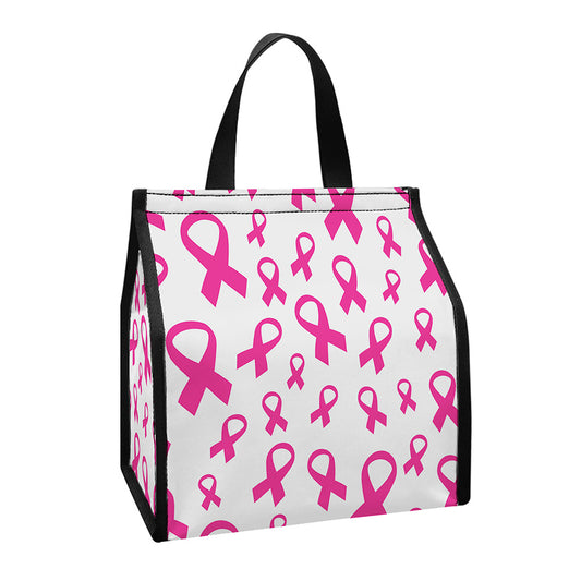 Little Breast Cancer Ribbon Print Insulated Lunch Tote
