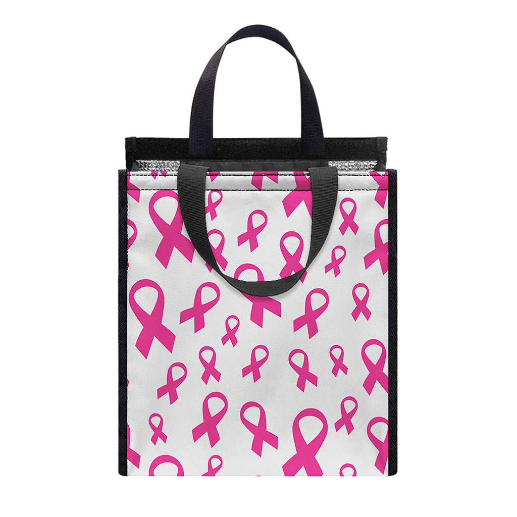 Little Breast Cancer Ribbon Print Insulated Lunch Tote