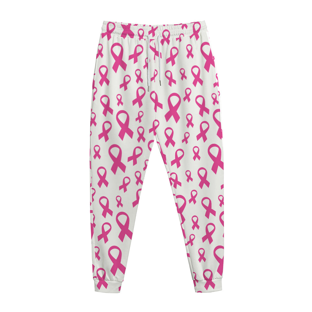 Little Breast Cancer Ribbon Print Jogger Pants